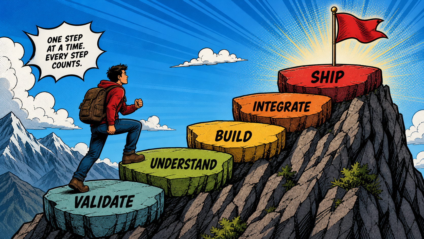5-step micro SaaS execution stack workflow from validation through ship